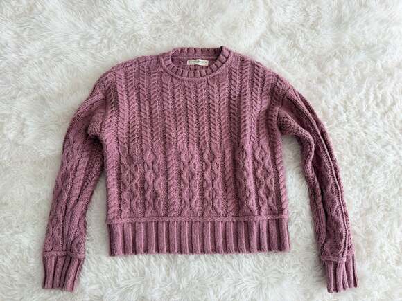 Lucky Brand Sweaters - Lucky Brand Pink Mixed Cable Knit Crewneck Sweater XS